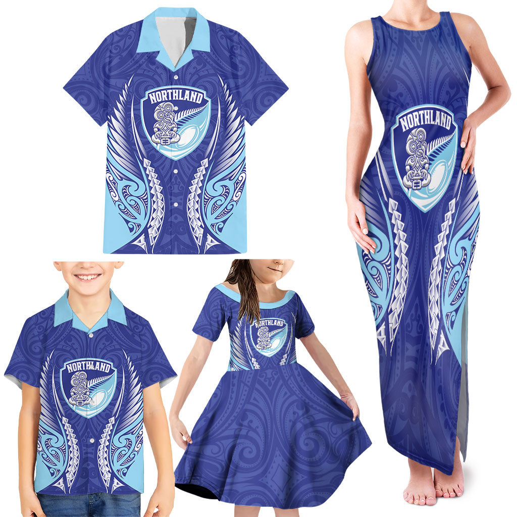 Northland 2026 Rugby Custom Family Matching Tank Maxi Dress and Hawaiian Shirt NZ Maori Silver Fern