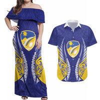 Otago 2026 Rugby Custom Couples Matching Off Shoulder Maxi Dress and Hawaiian Shirt NZ Maori Silver Fern