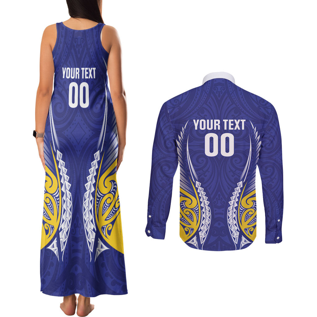 Otago 2026 Rugby Custom Couples Matching Tank Maxi Dress and Long Sleeve Button Shirt NZ Maori Silver Fern