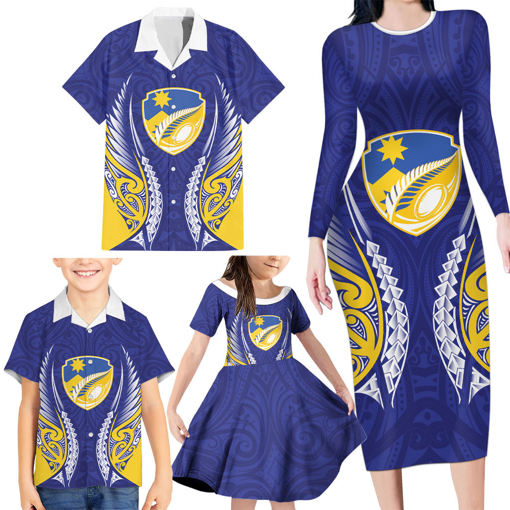 Otago 2026 Rugby Custom Family Matching Long Sleeve Bodycon Dress and Hawaiian Shirt NZ Maori Silver Fern