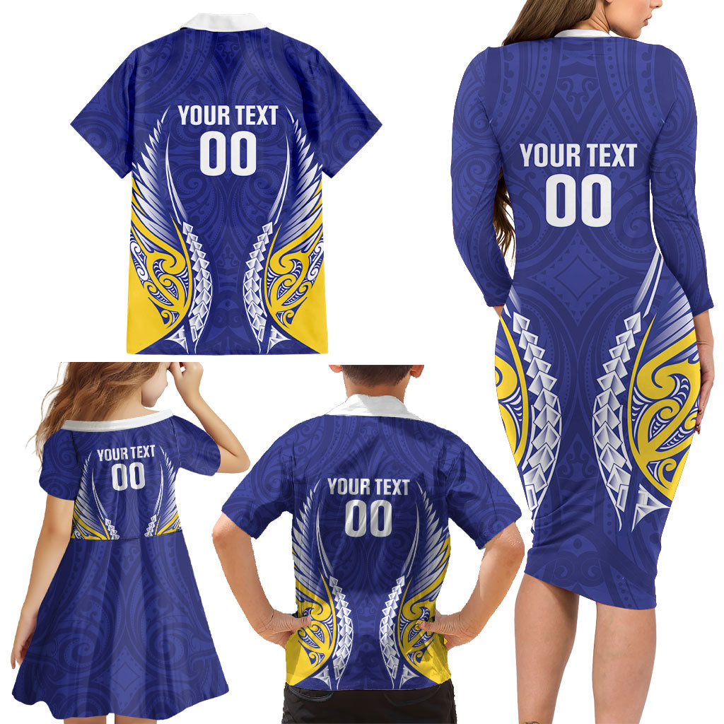 Otago 2026 Rugby Custom Family Matching Long Sleeve Bodycon Dress and Hawaiian Shirt NZ Maori Silver Fern