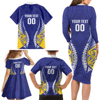 Otago 2026 Rugby Custom Family Matching Long Sleeve Bodycon Dress and Hawaiian Shirt NZ Maori Silver Fern