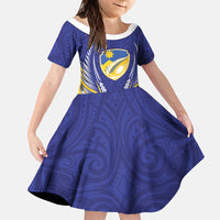 Otago 2026 Rugby Custom Family Matching Off The Shoulder Long Sleeve Dress and Hawaiian Shirt NZ Maori Silver Fern