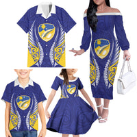 Otago 2026 Rugby Custom Family Matching Off The Shoulder Long Sleeve Dress and Hawaiian Shirt NZ Maori Silver Fern