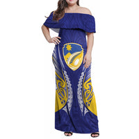 Otago 2026 Rugby Custom Family Matching Off Shoulder Maxi Dress and Hawaiian Shirt NZ Maori Silver Fern