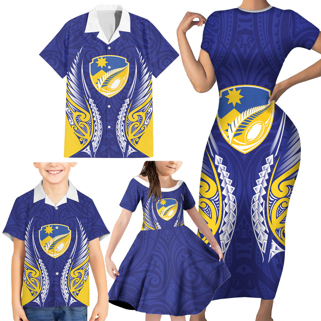 Otago 2026 Rugby Custom Family Matching Short Sleeve Bodycon Dress and Hawaiian Shirt NZ Maori Silver Fern