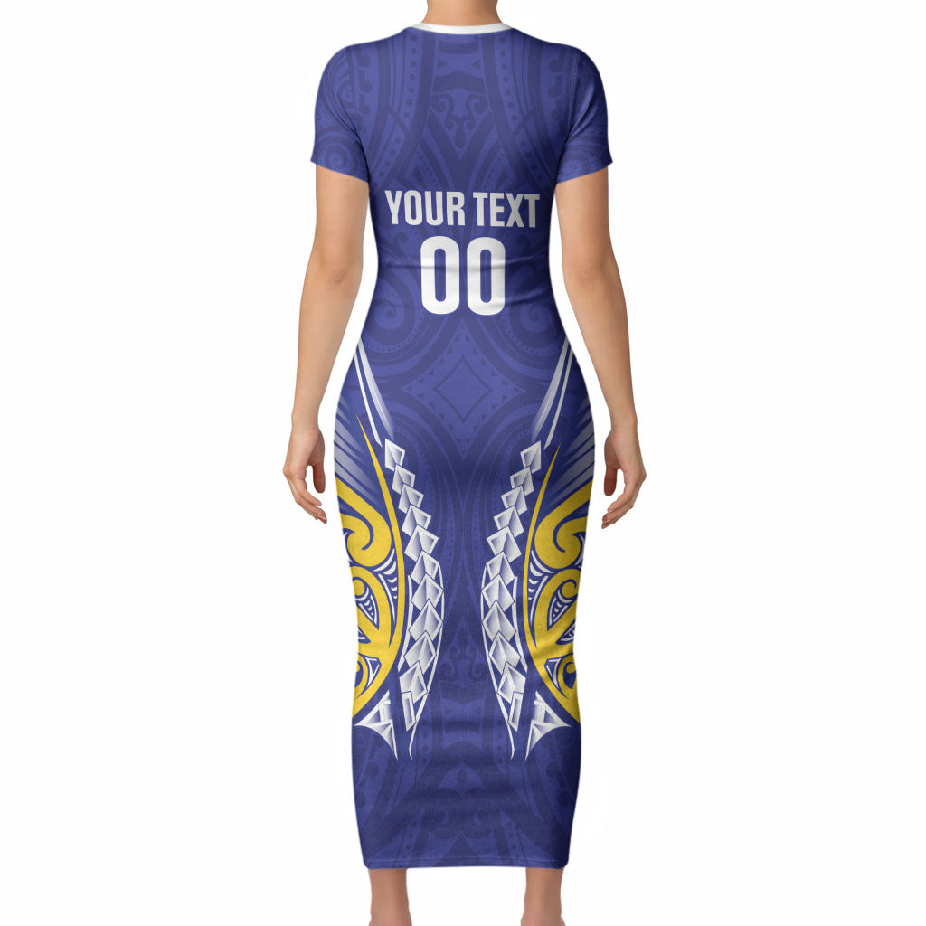 Otago 2026 Rugby Custom Short Sleeve Bodycon Dress NZ Maori Silver Fern LT14 - Polynesian Pride