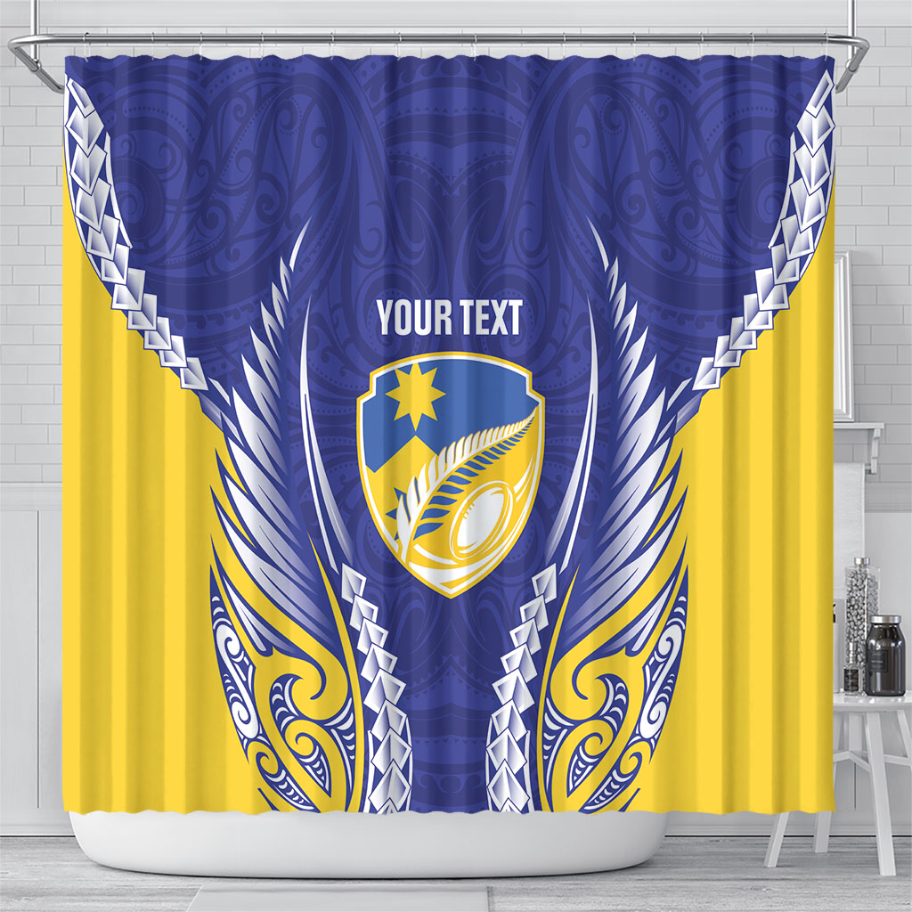 Otago 2026 Rugby Custom Shower Curtain NZ Maori Silver Fern