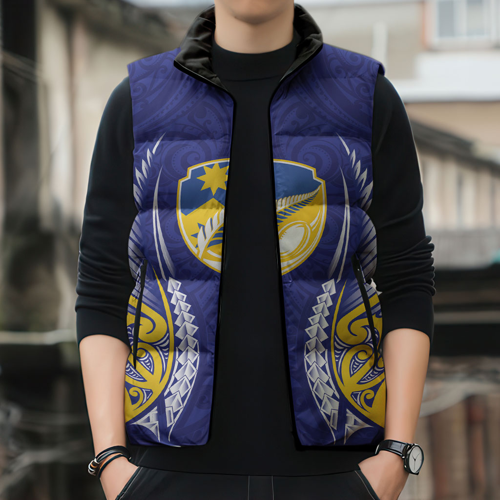 Otago 2026 Rugby Custom Sleeveless Puffer Jacket NZ Maori Silver Fern