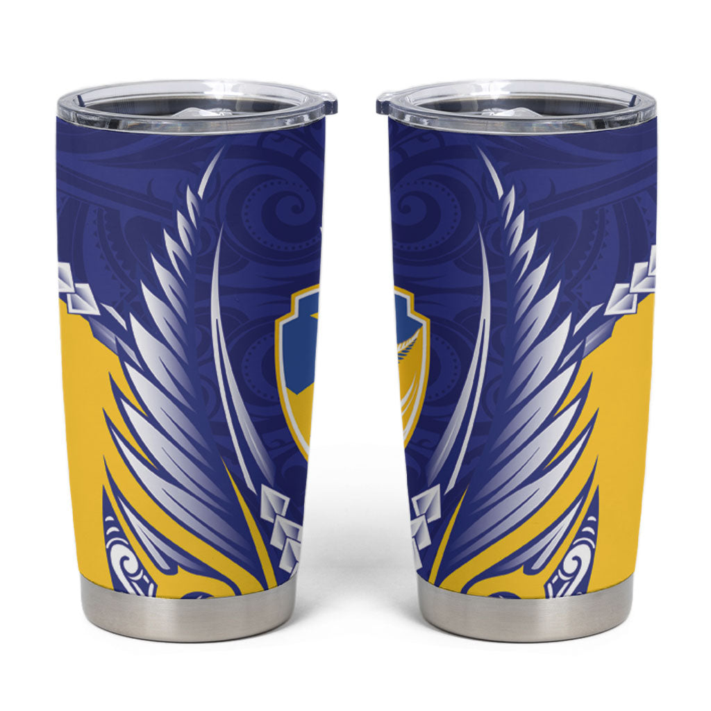Otago 2026 Rugby Custom Tumbler Cup NZ Maori Silver Fern LT14 Blue - Polynesian Pride