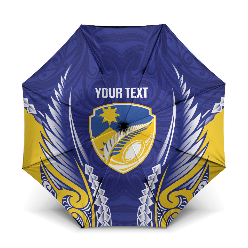 Otago 2026 Rugby Custom Umbrella NZ Maori Silver Fern LT14 One Size Folded 11.42 inch Opened Diameter 37.4 inch Blue - Polynesian Pride