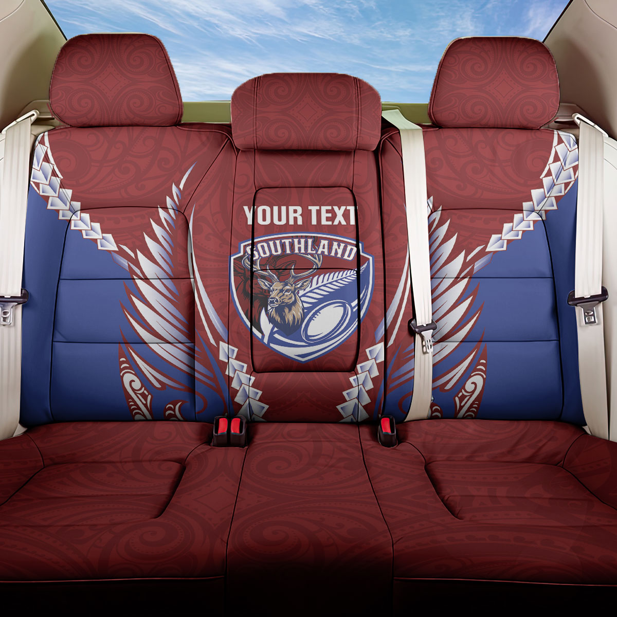 Southland 2026 Rugby Custom Back Car Seat Cover NZ Maori Silver Fern
