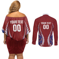 Southland 2026 Rugby Custom Couples Matching Off Shoulder Short Dress and Long Sleeve Button Shirt NZ Maori Silver Fern