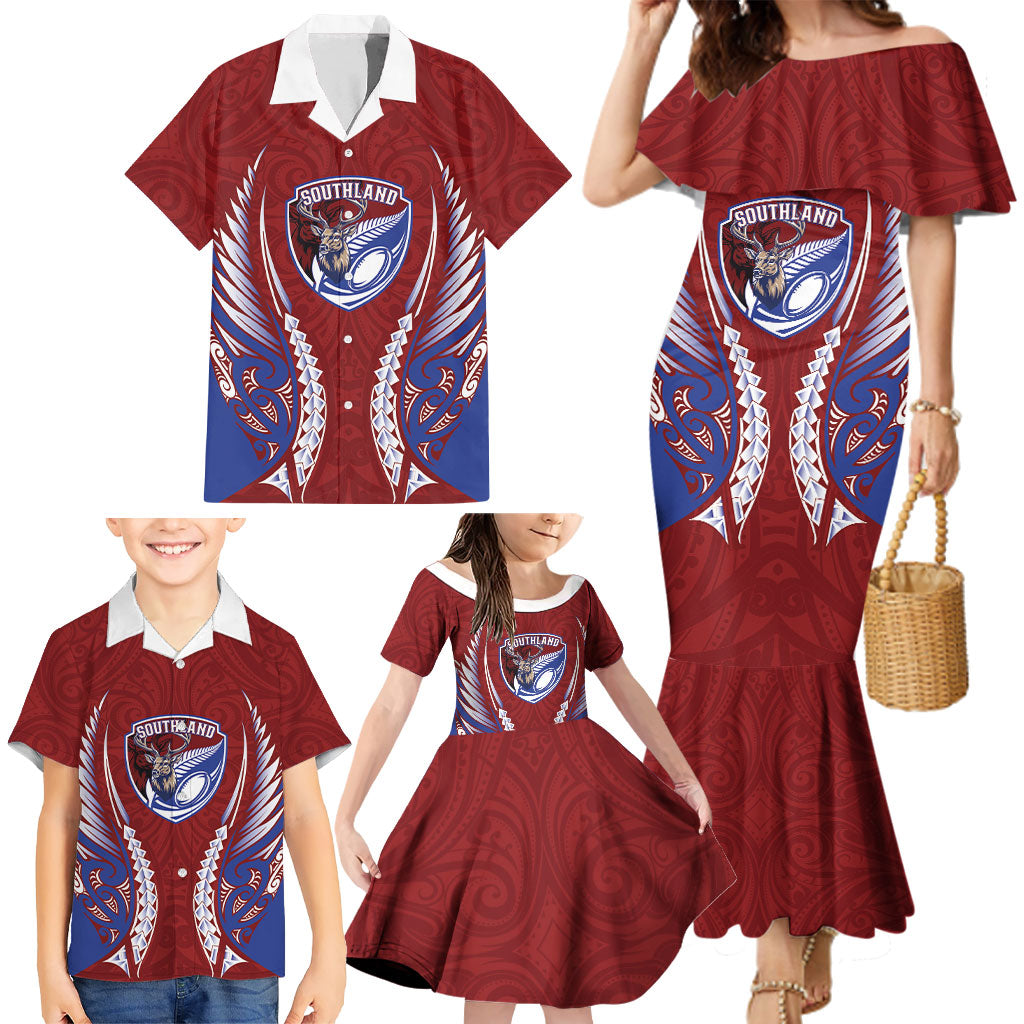 Southland 2026 Rugby Custom Family Matching Mermaid Dress and Hawaiian Shirt NZ Maori Silver Fern