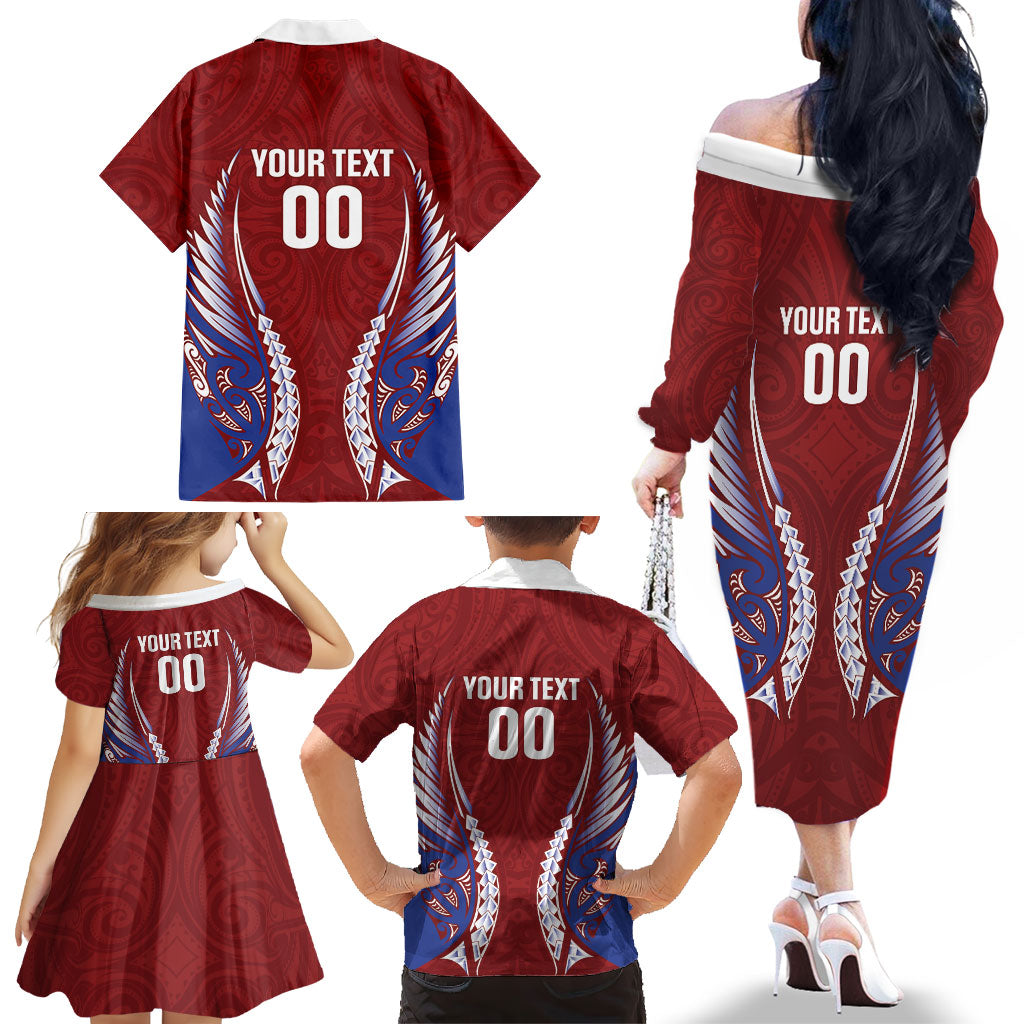 Southland 2026 Rugby Custom Family Matching Off The Shoulder Long Sleeve Dress and Hawaiian Shirt NZ Maori Silver Fern