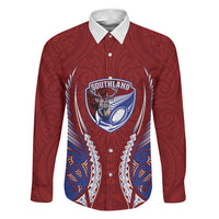 Southland 2026 Rugby Custom Family Matching Off The Shoulder Long Sleeve Dress and Hawaiian Shirt NZ Maori Silver Fern