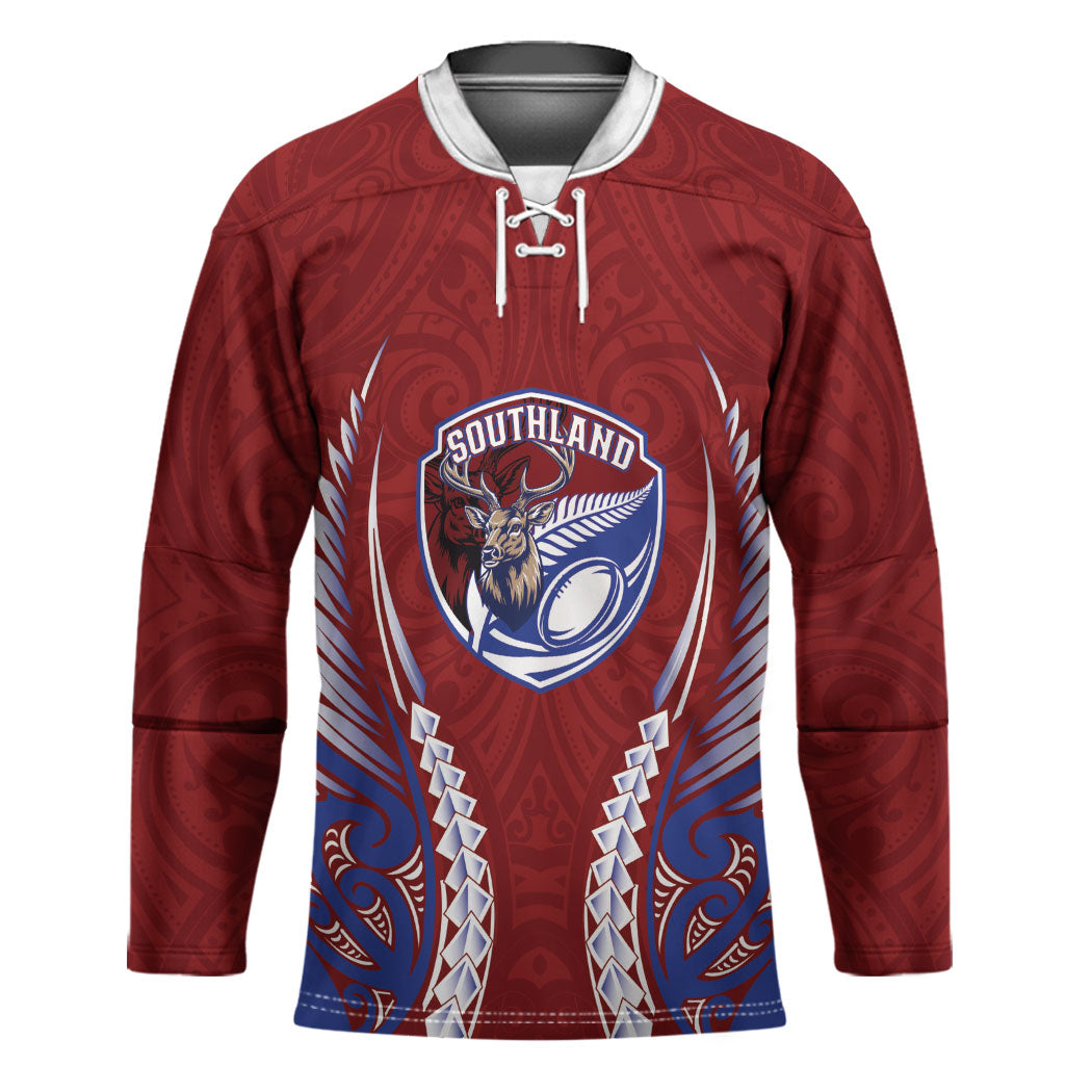 Southland 2026 Rugby Custom Hockey Jersey NZ Maori Silver Fern LT14 Unisex Maroon - Polynesian Pride