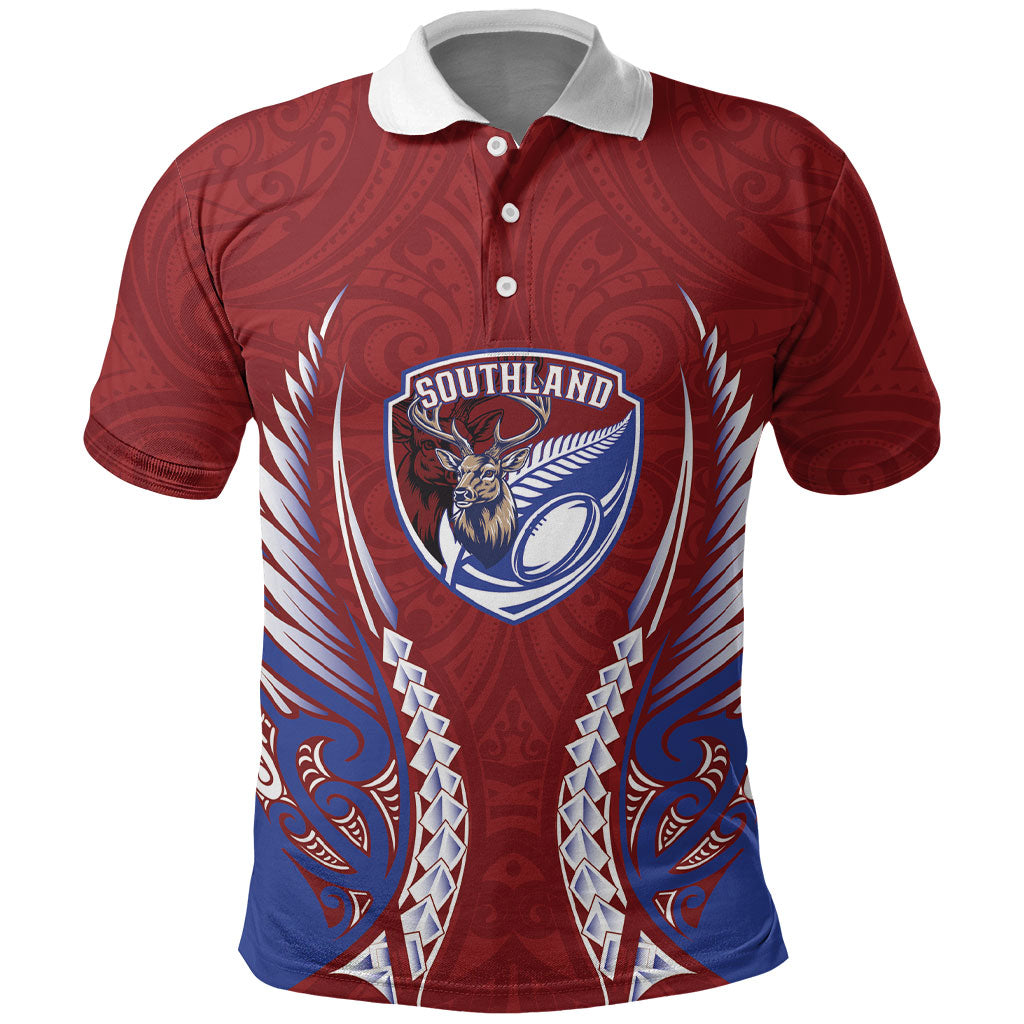 Southland 2026 Rugby Custom Polo Shirt NZ Maori Silver Fern LT14 Maroon - Polynesian Pride
