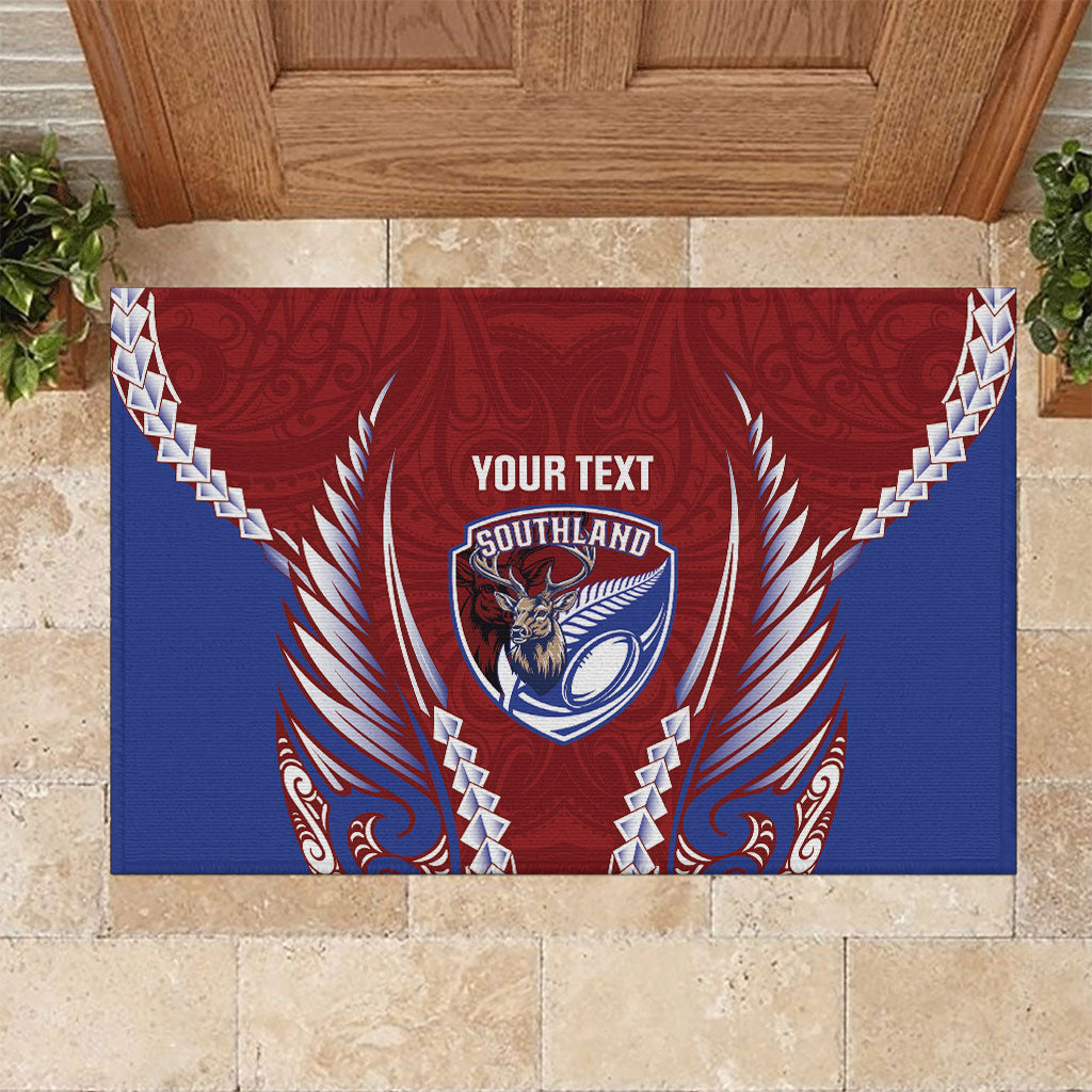 Southland 2026 Rugby Custom Rubber Doormat NZ Maori Silver Fern LT14 Maroon - Polynesian Pride
