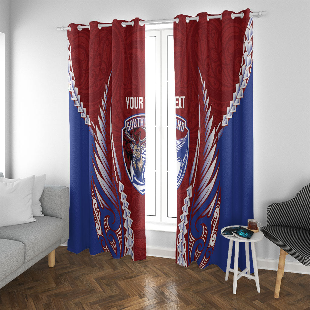 Southland 2026 Rugby Custom Window Curtain NZ Maori Silver Fern