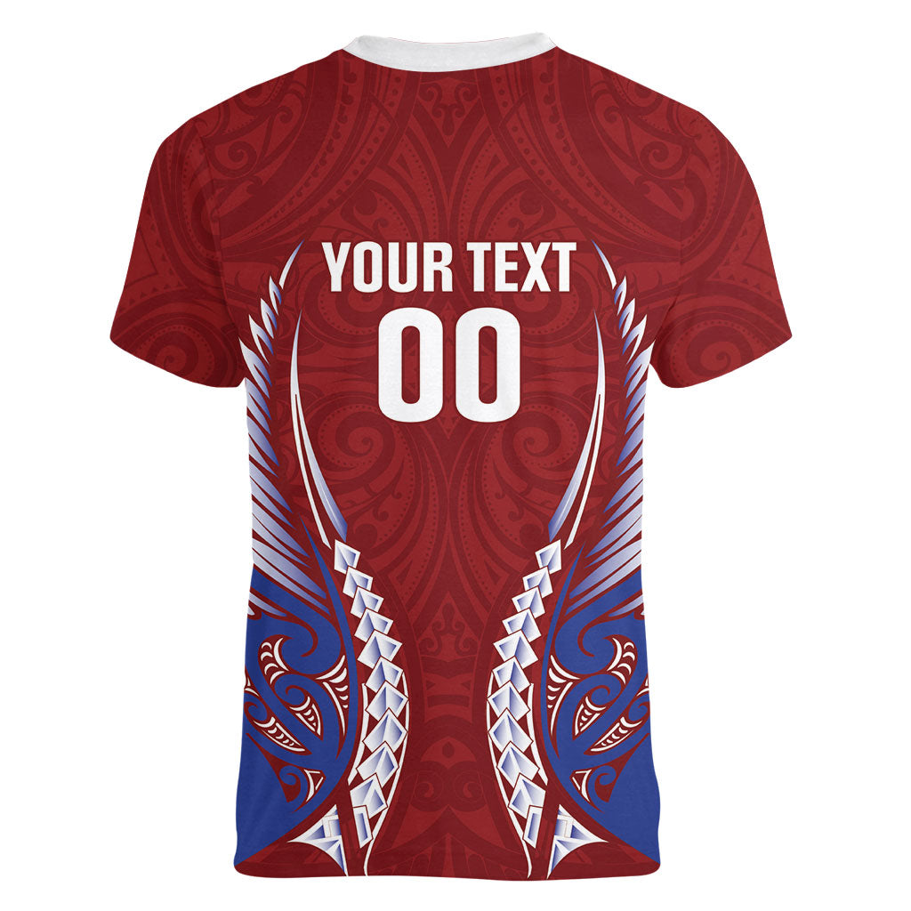 Southland 2026 Rugby Custom Women V-Neck T-Shirt NZ Maori Silver Fern