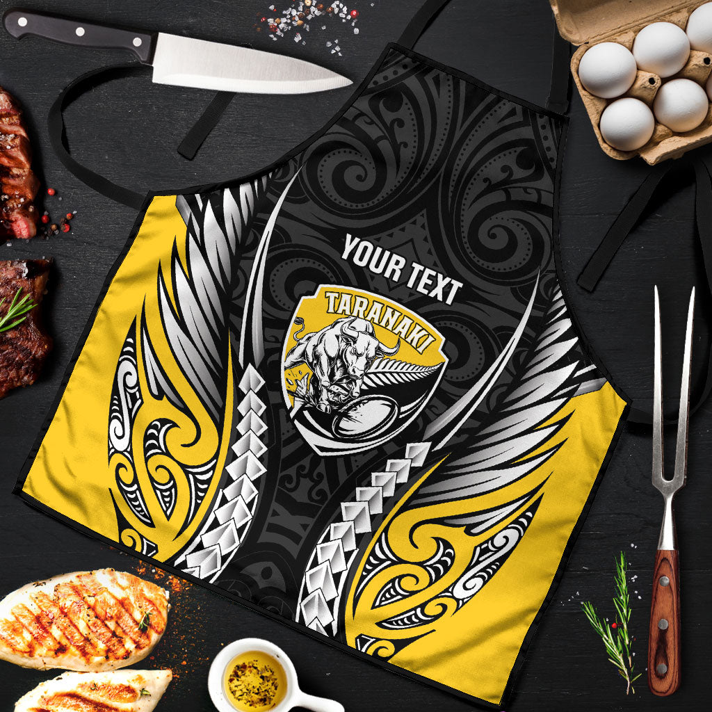 Taranaki 2026 Rugby Custom Apron NZ Maori Silver Fern LT14 Black - Polynesian Pride