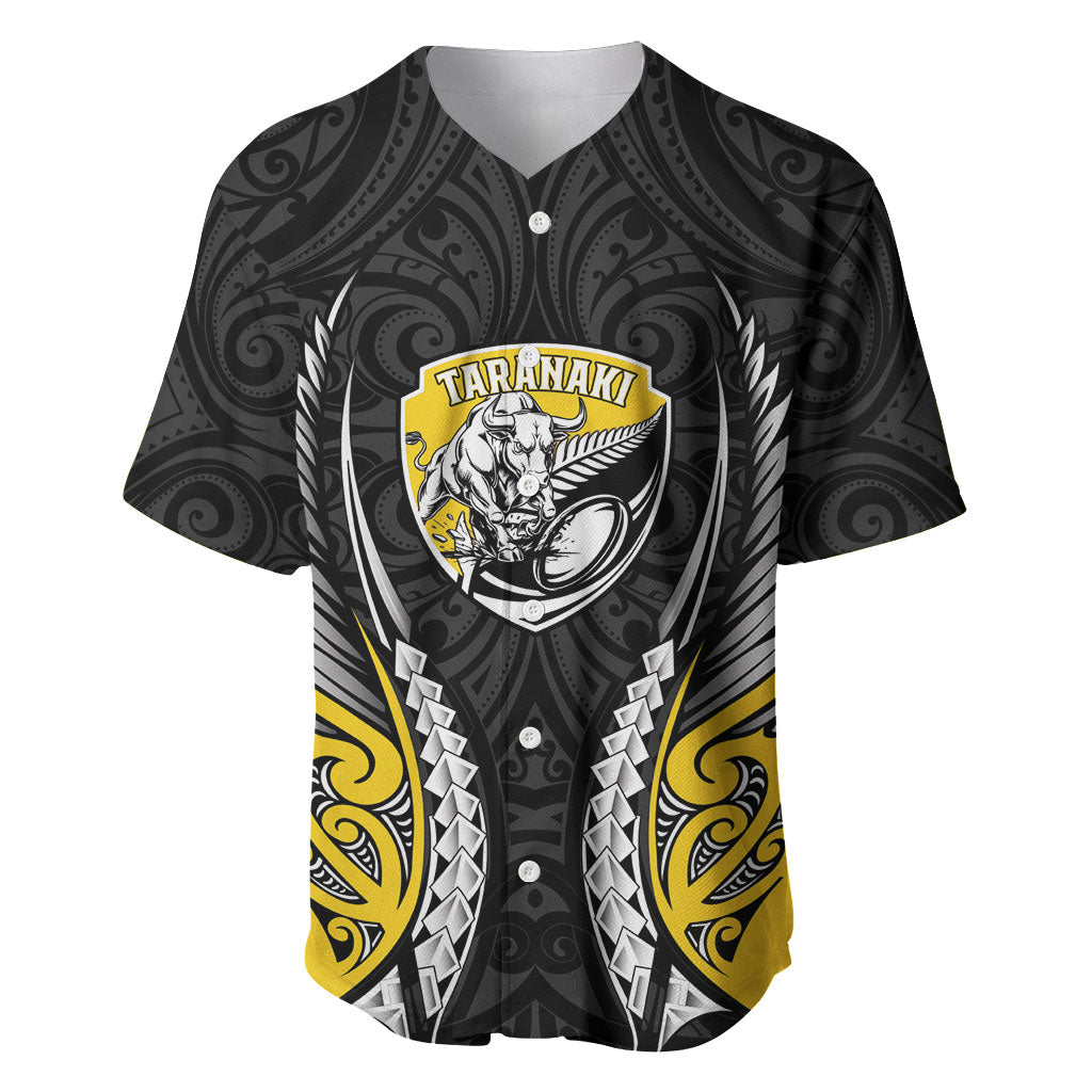 Taranaki 2026 Rugby Custom Baseball Jersey NZ Maori Silver Fern LT14 Black - Polynesian Pride