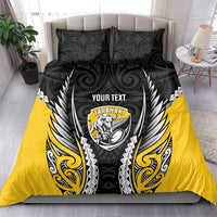 Taranaki 2026 Rugby Custom Bedding Set NZ Maori Silver Fern