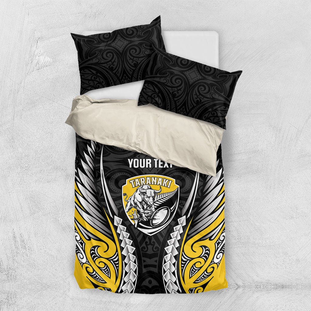 Taranaki 2026 Rugby Custom Bedding Set NZ Maori Silver Fern