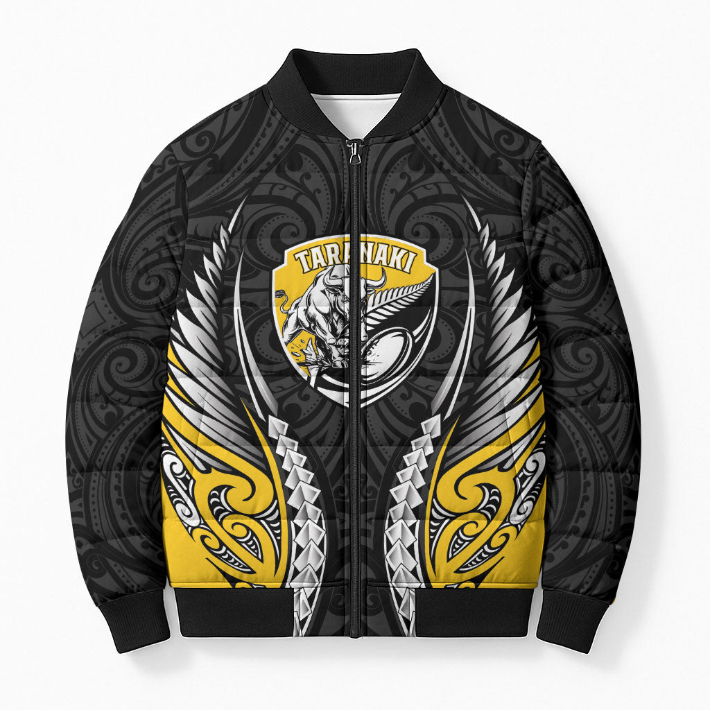 Taranaki 2026 Rugby Custom Bomber Puffer Jacket NZ Maori Silver Fern