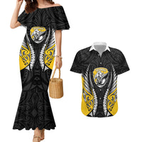 Taranaki 2026 Rugby Custom Couples Matching Mermaid Dress and Hawaiian Shirt NZ Maori Silver Fern