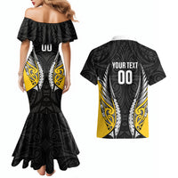Taranaki 2026 Rugby Custom Couples Matching Mermaid Dress and Hawaiian Shirt NZ Maori Silver Fern