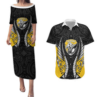 Taranaki 2026 Rugby Custom Couples Matching Puletasi and Hawaiian Shirt NZ Maori Silver Fern