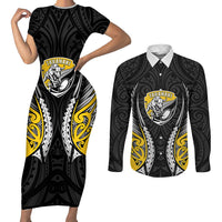 Taranaki 2026 Rugby Custom Couples Matching Short Sleeve Bodycon Dress and Long Sleeve Button Shirt NZ Maori Silver Fern