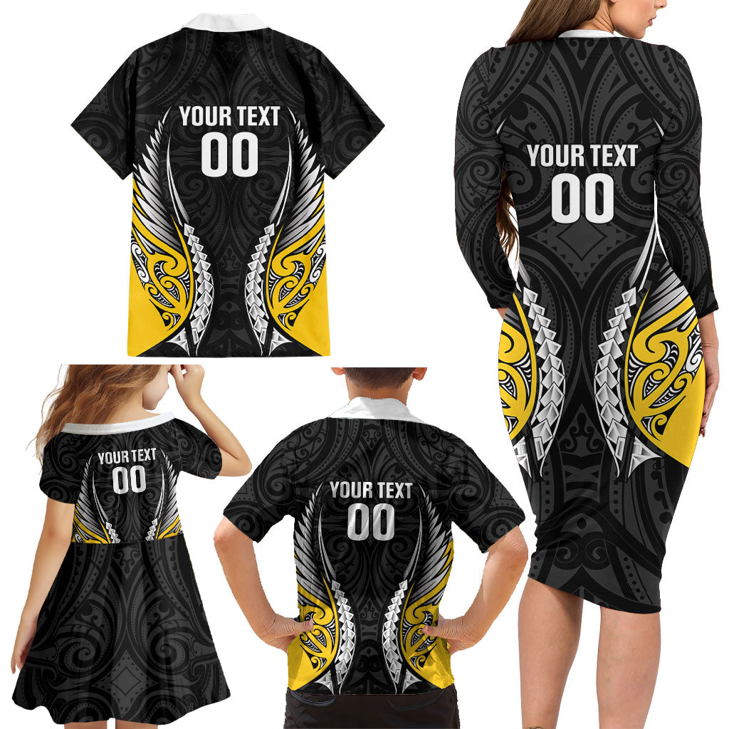 Taranaki 2026 Rugby Custom Family Matching Long Sleeve Bodycon Dress and Hawaiian Shirt NZ Maori Silver Fern
