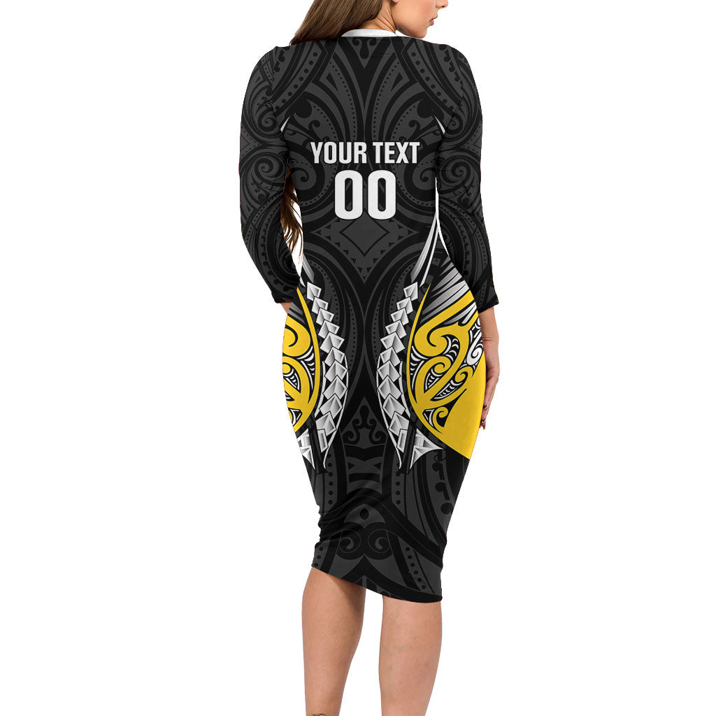 Taranaki 2026 Rugby Custom Family Matching Long Sleeve Bodycon Dress and Hawaiian Shirt NZ Maori Silver Fern
