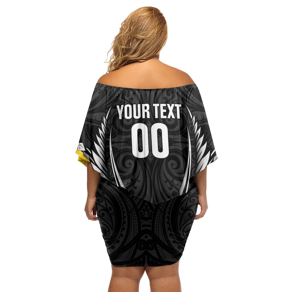 Taranaki 2026 Rugby Custom Family Matching Off Shoulder Short Dress and Hawaiian Shirt NZ Maori Silver Fern