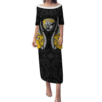 Taranaki 2026 Rugby Custom Family Matching Puletasi and Hawaiian Shirt NZ Maori Silver Fern
