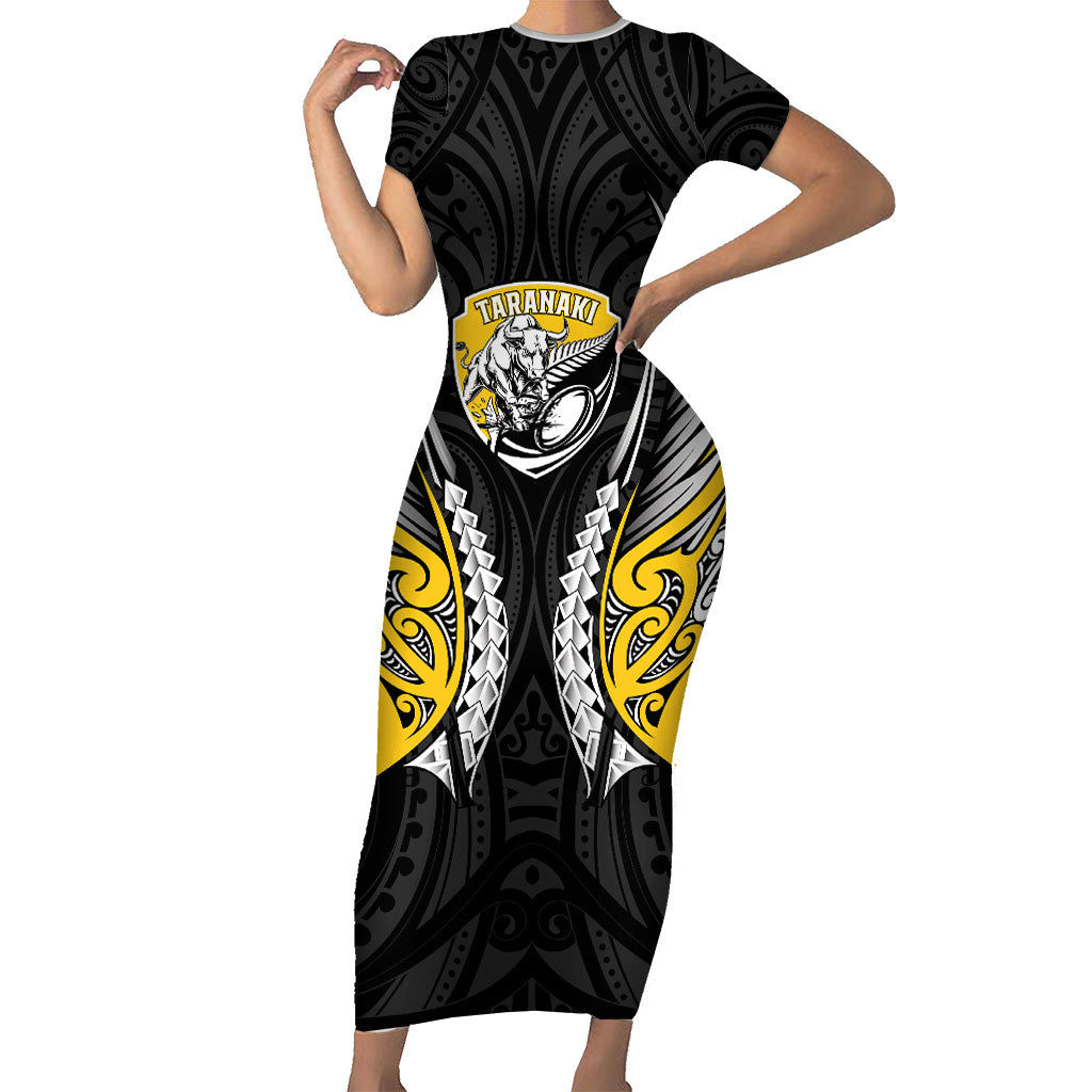 Taranaki 2026 Rugby Custom Family Matching Short Sleeve Bodycon Dress and Hawaiian Shirt NZ Maori Silver Fern