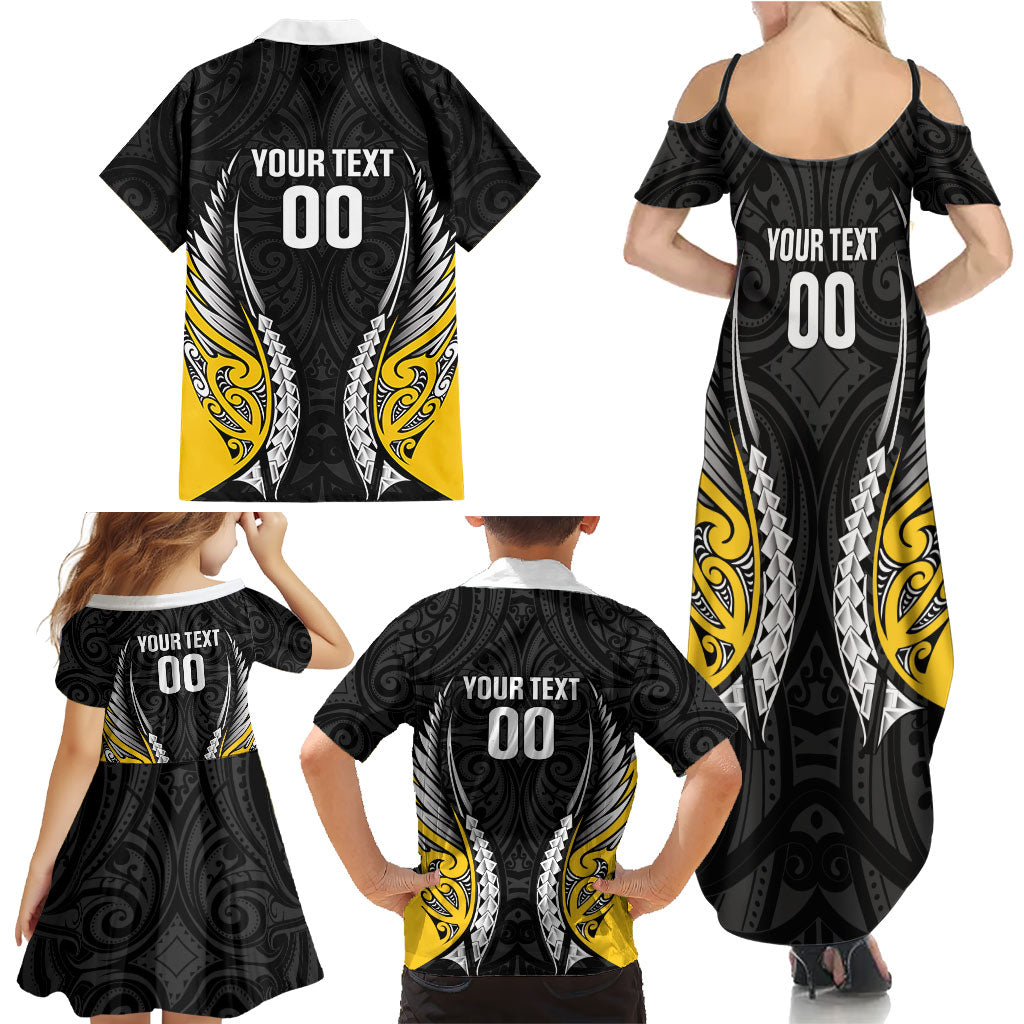 Taranaki 2026 Rugby Custom Family Matching Summer Maxi Dress and Hawaiian Shirt NZ Maori Silver Fern