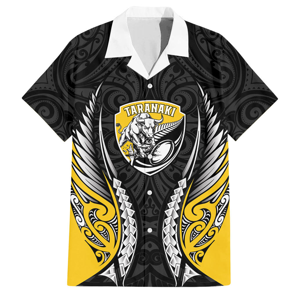 Taranaki 2026 Rugby Custom Hawaiian Shirt NZ Maori Silver Fern LT14 Black - Polynesian Pride