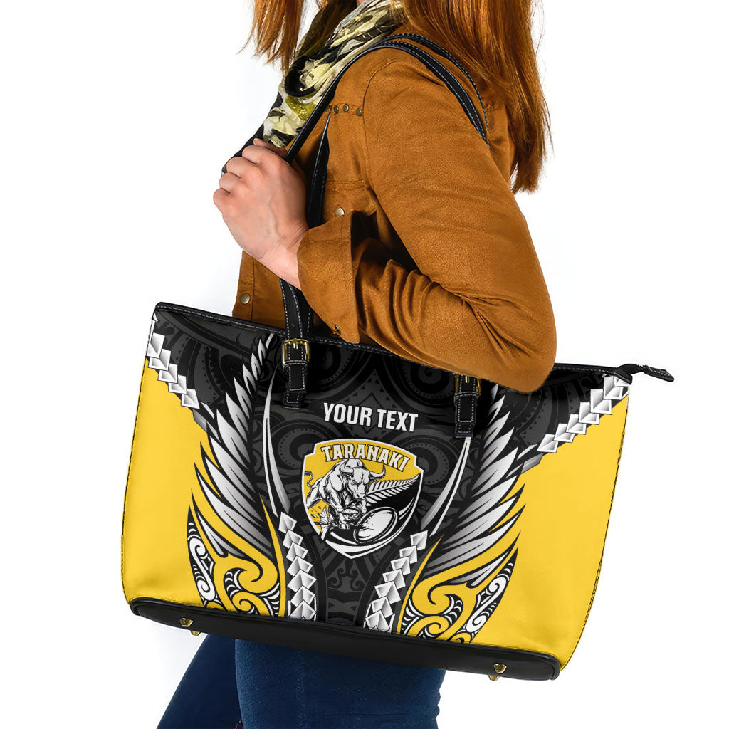 Taranaki 2026 Rugby Custom Leather Tote Bag NZ Maori Silver Fern
