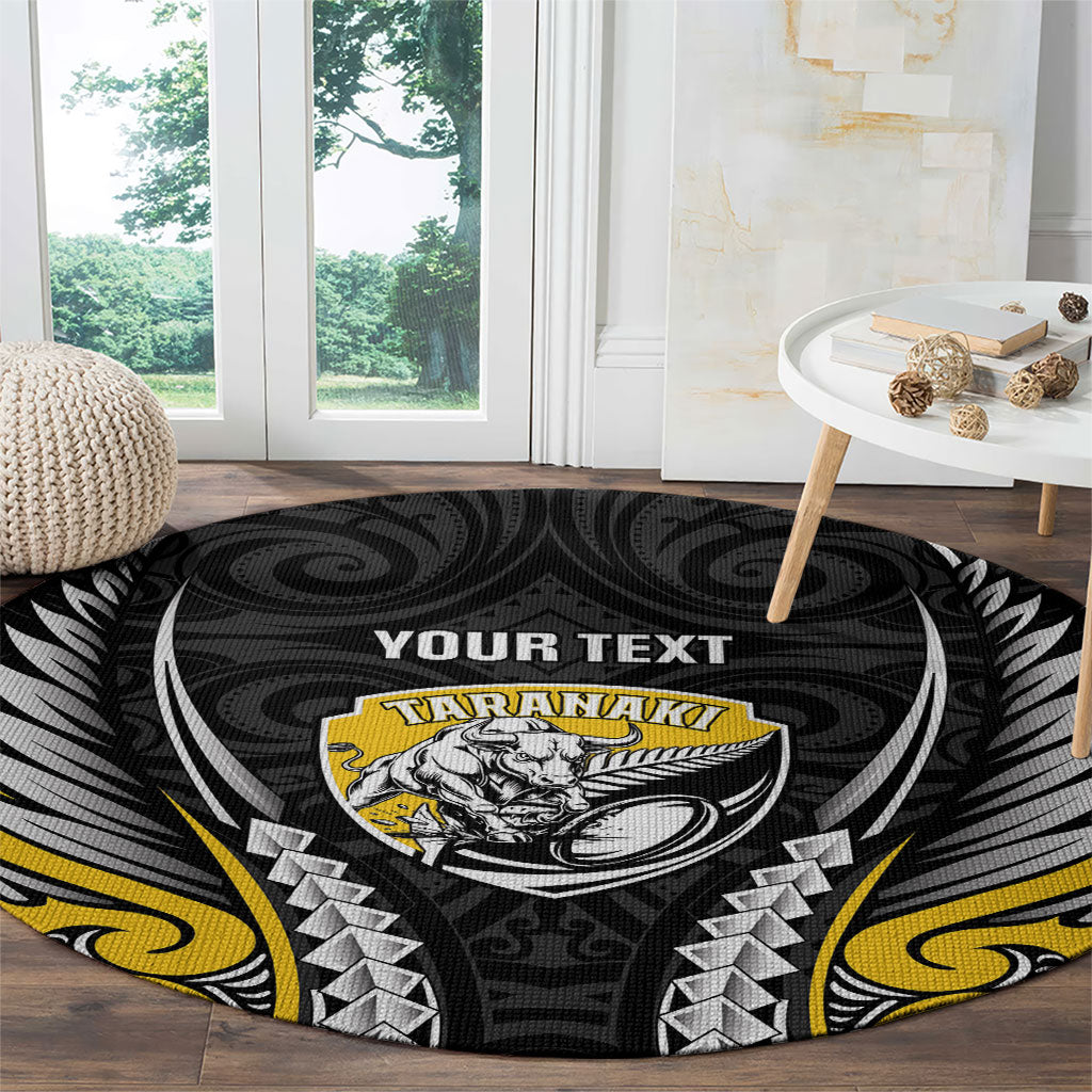 Taranaki 2026 Rugby Custom Round Carpet NZ Maori Silver Fern