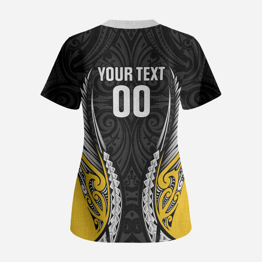 Taranaki 2026 Rugby Custom Scrub Top NZ Maori Silver Fern