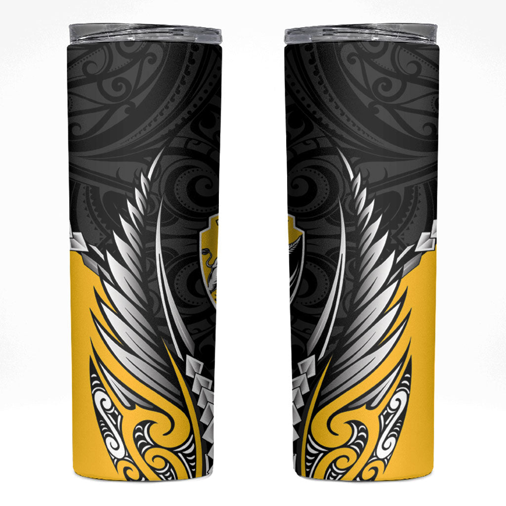 Taranaki 2026 Rugby Custom Skinny Tumbler NZ Maori Silver Fern