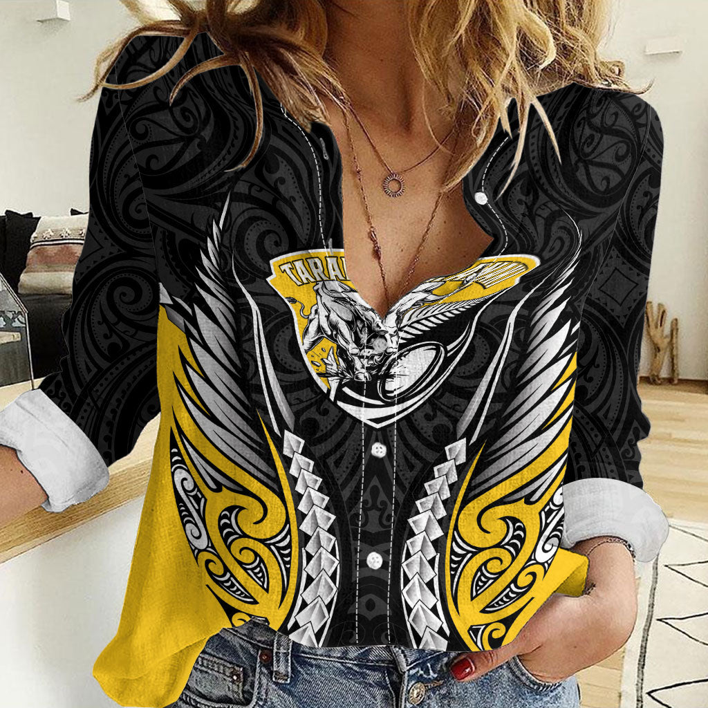 Taranaki 2026 Rugby Custom Women Casual Shirt NZ Maori Silver Fern