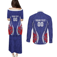 Tasman Bay 2026 Rugby Custom Couples Matching Puletasi and Long Sleeve Button Shirt NZ Maori Silver Fern