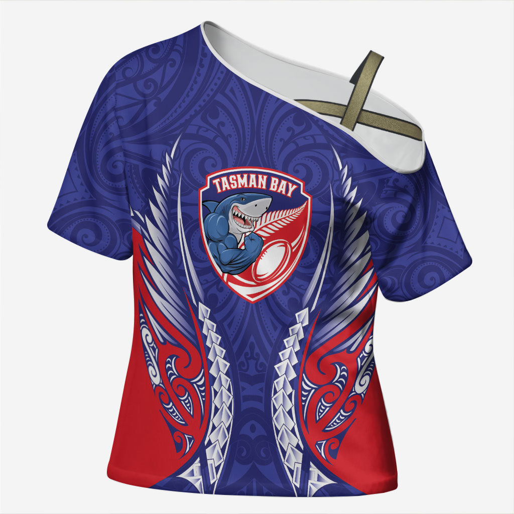 Tasman Bay 2026 Rugby Custom Cross Shoulder Shirt NZ Maori Silver Fern
