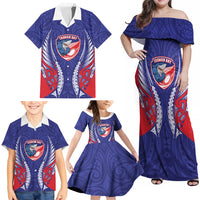 Tasman Bay 2026 Rugby Custom Family Matching Off Shoulder Maxi Dress and Hawaiian Shirt NZ Maori Silver Fern