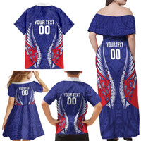 Tasman Bay 2026 Rugby Custom Family Matching Off Shoulder Maxi Dress and Hawaiian Shirt NZ Maori Silver Fern